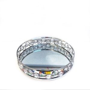 ROULD GLASS MIRROR JEWELRY TRAY